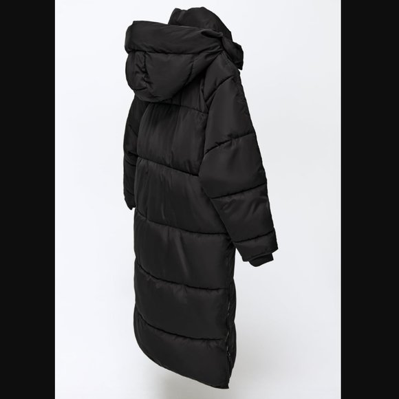 ZARA WOMEN NEW EXTRA-LONG WATER-REPELLENT PUFFER COAT BLACK 4391/700 BLOGGERS - Picture 11 of 15